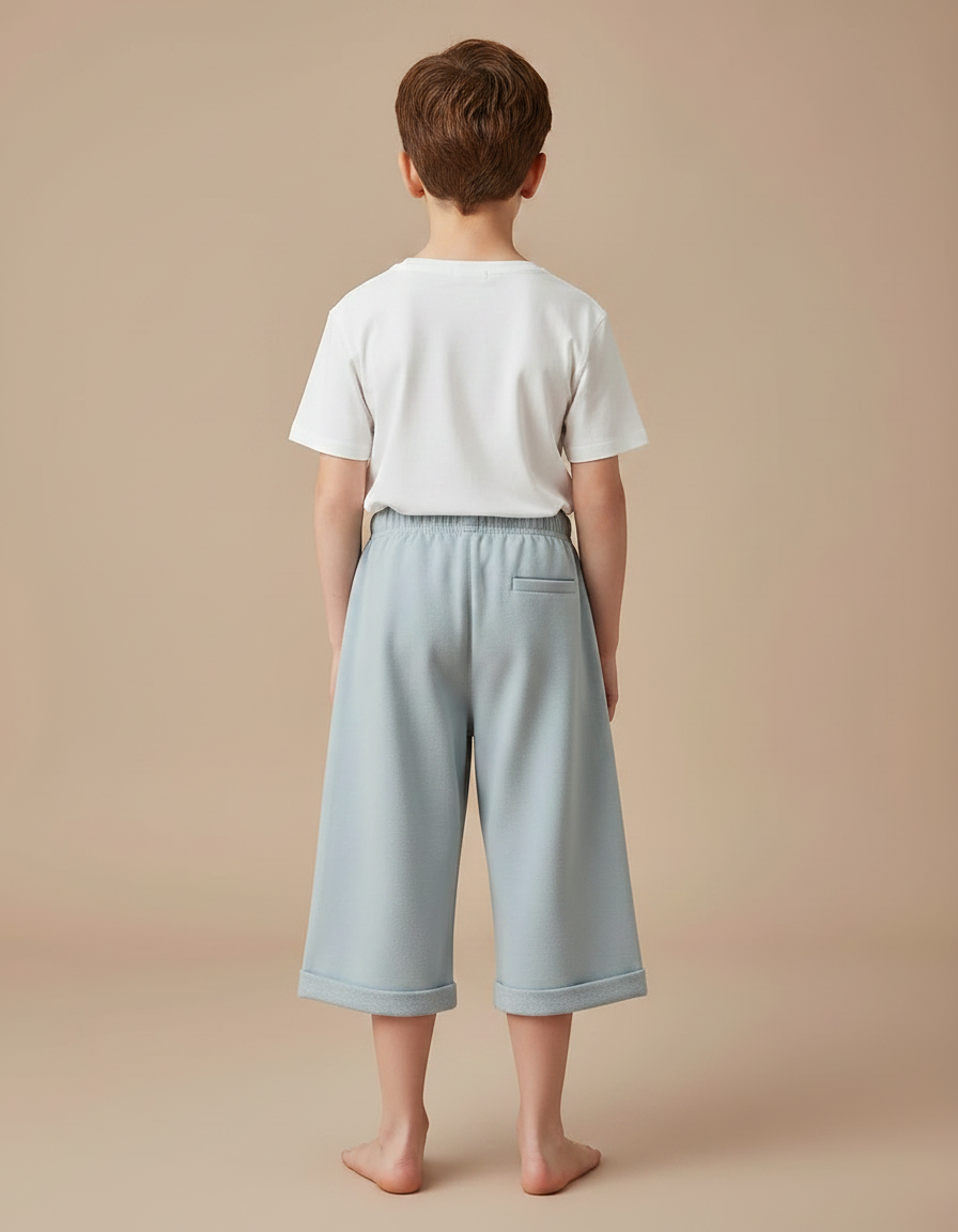 Pantalon Fluide Bleu Ciel Ample Coton Enfant - Molleton - vue 2