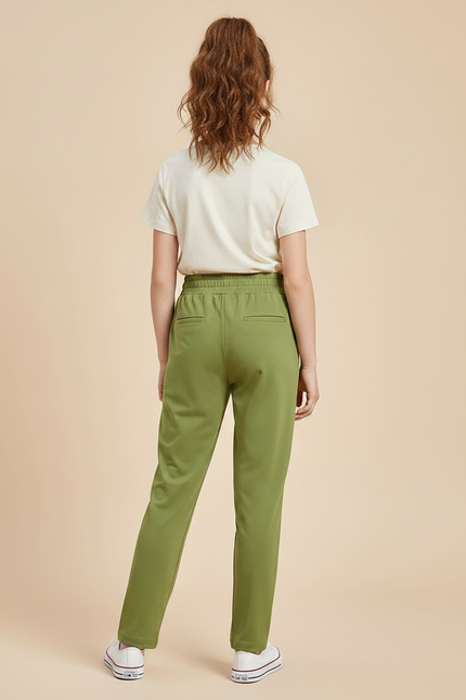 Pantalon Fluide Vert Militaire Droit Élastique Confortable Fille - Polyester - vue 2