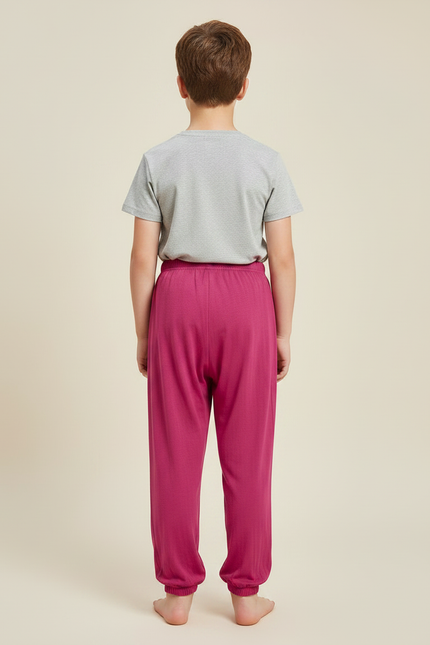 Pantalon Fluide Fuchsia Coton Ample Garçon - Rose - vue 2