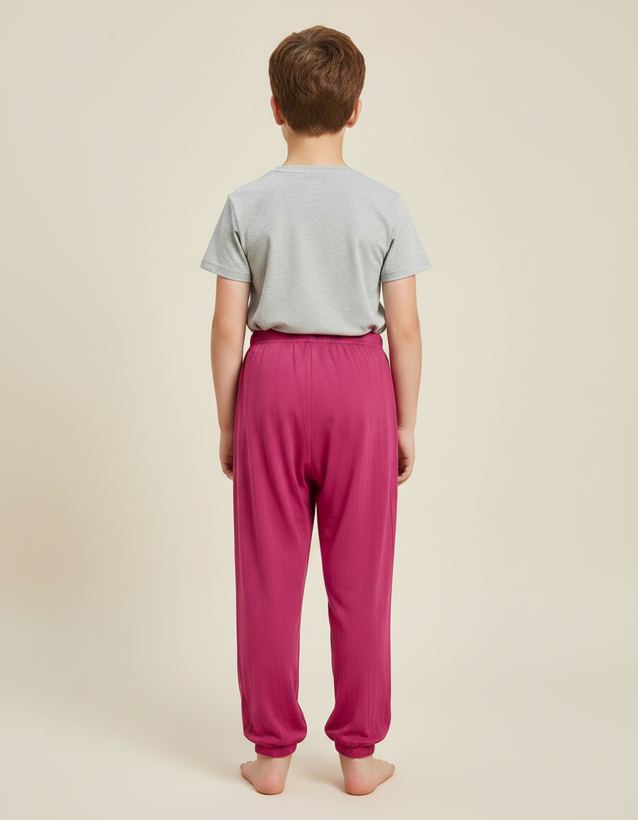 Pantalon Fluide Fuchsia Coton Ample Garçon - Rose - vue 2