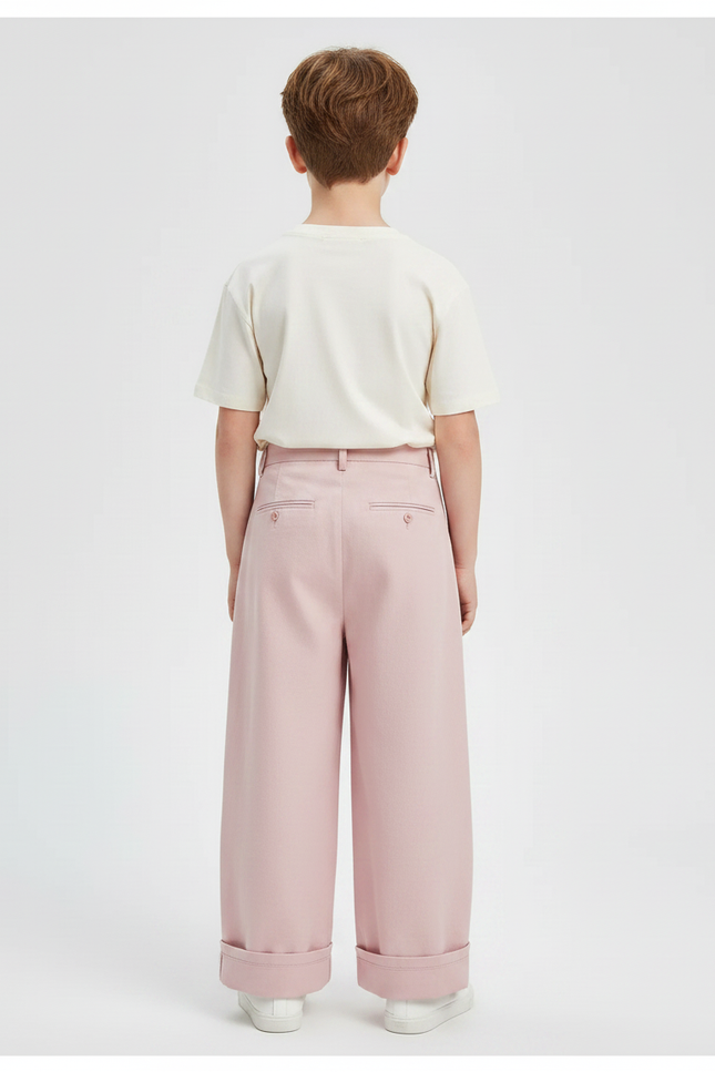 Pantalon Fluide Rose Ample Décontracté Plissé Enfant - Polyester - vue 2