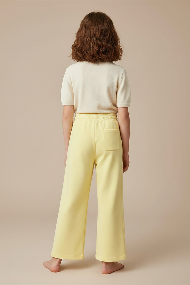 Pantalon Fluide Jaune Ample Cordon Enfant Décontracté - Molleton - vue 2