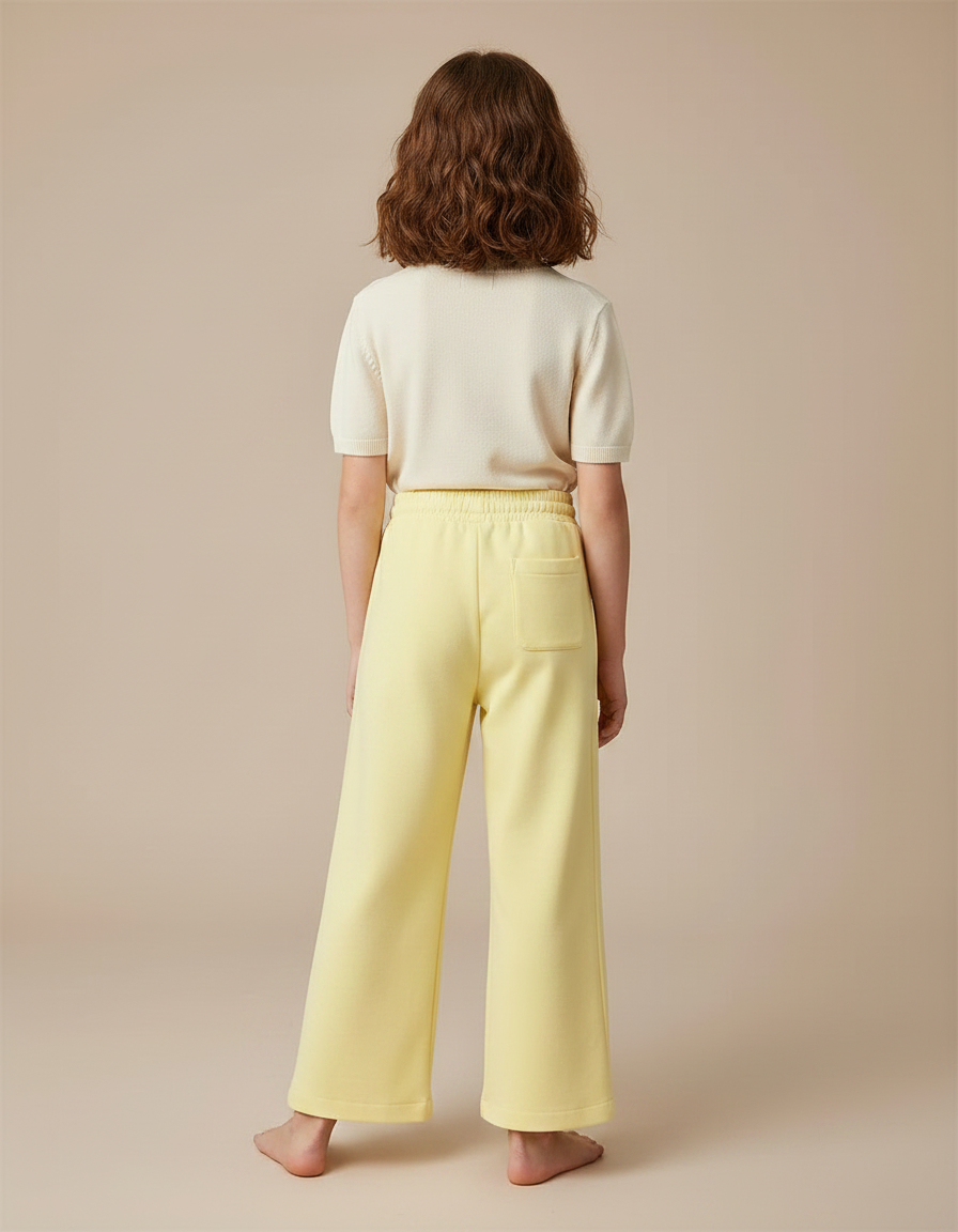 Pantalon Fluide Jaune Ample Cordon Enfant Décontracté - Molleton - vue 2