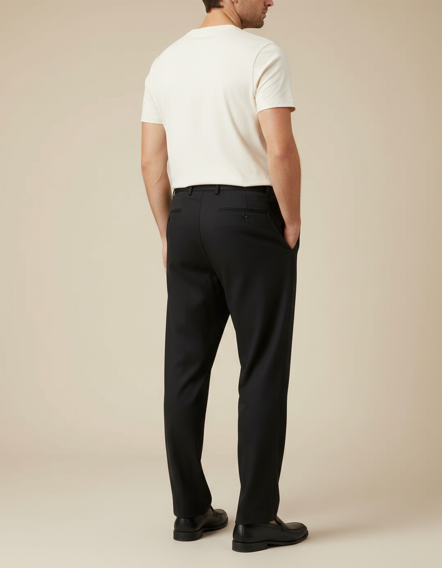 Pantalon Fluide Noir Ample Décontracté Homme Élégant - Polyester - vue 2