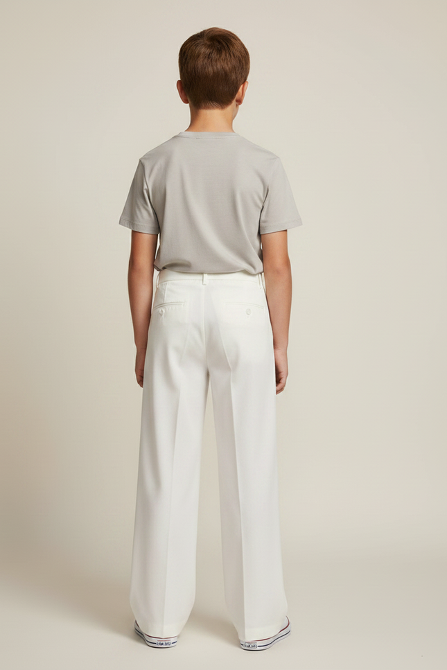 Pantalon Fluide Blanc Ample Décontracté Garçon - Viscose - vue 2