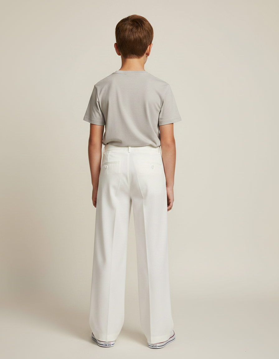 Pantalon Fluide Blanc Ample Décontracté Garçon - Viscose - vue 2