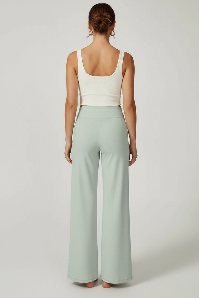 Pantalon Fluide Vert Ample Décontracté Yoga Confortable - Polyester - vue 2