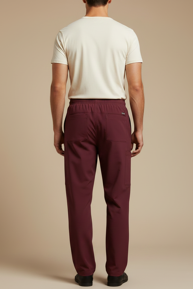 Pantalon Fluide Bordeaux Droit Cargo Confortable Homme - Polyester - vue 2