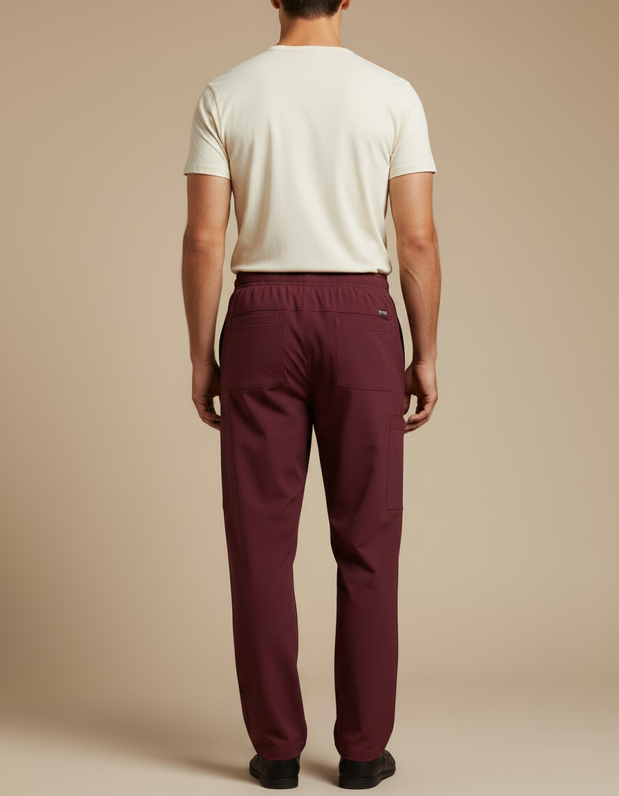 Pantalon Fluide Bordeaux Droit Cargo Confortable Homme - Polyester - vue 2