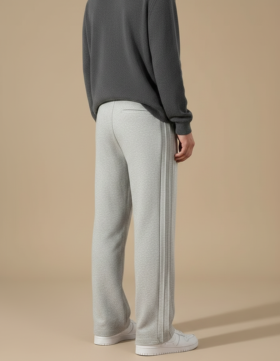 Pantalon Fluide Gris Coton Ample Droit Sport - Molleton - vue 2