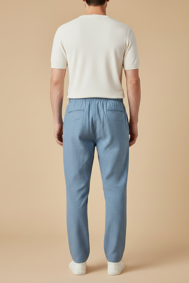 Pantalon Fluide Homme Bleu Ciel Droit Décontracté - Lin - vue 2