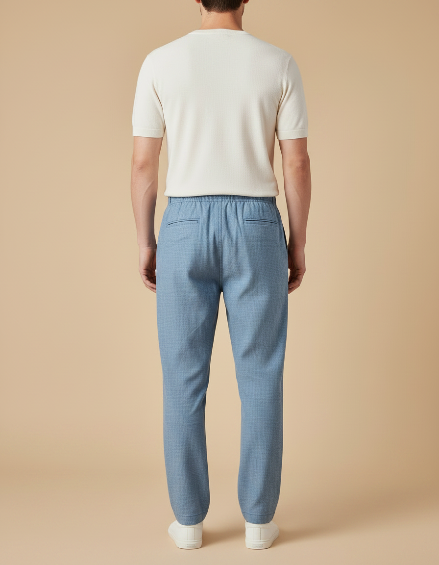 Pantalon Fluide Homme Bleu Ciel Droit Décontracté - Lin - vue 2