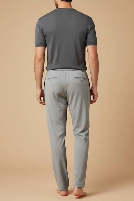 Pantalon Fluide Gris Cordon Léger Décontracté Homme - Polyester - vue 2