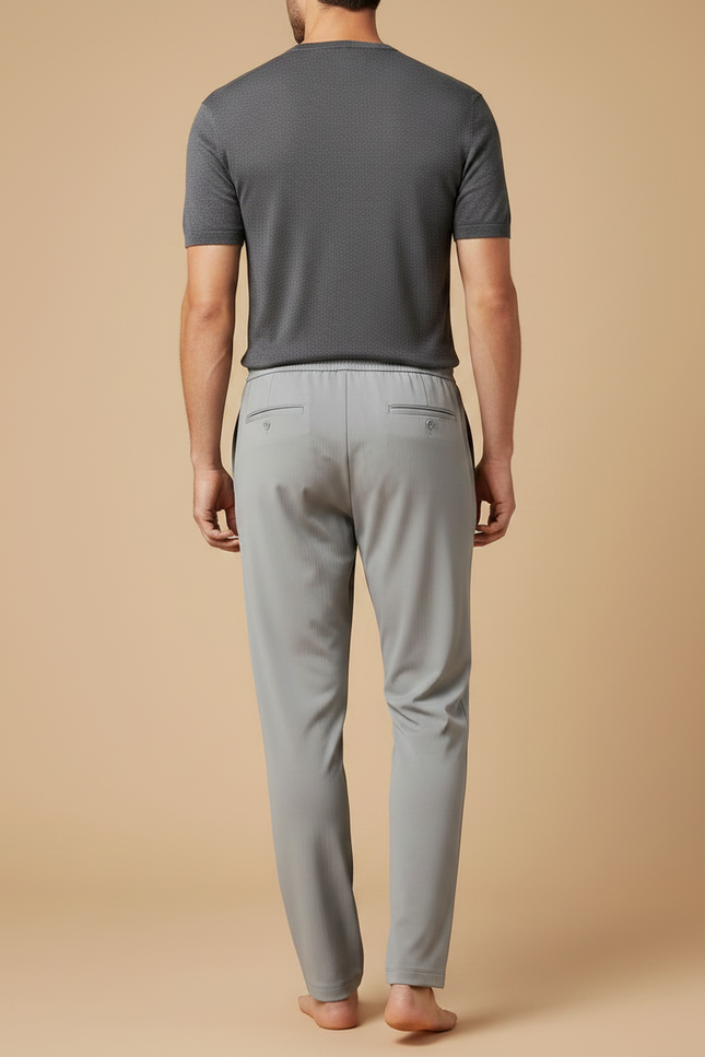 Pantalon Fluide Gris Cordon Léger Décontracté Homme - Polyester - vue 2