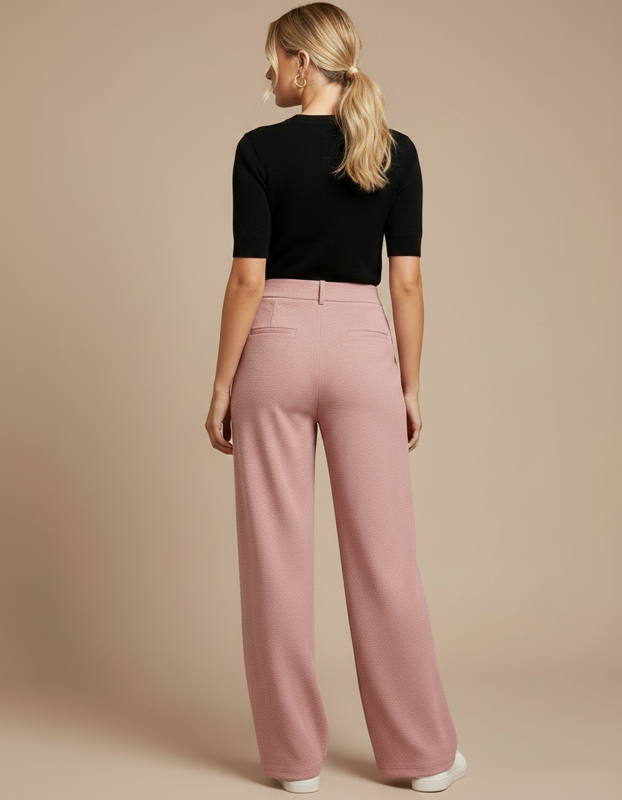 Pantalon Fluide Rose Plissé Ample Décontracté Texturé Élégant - Maille - vue 2
