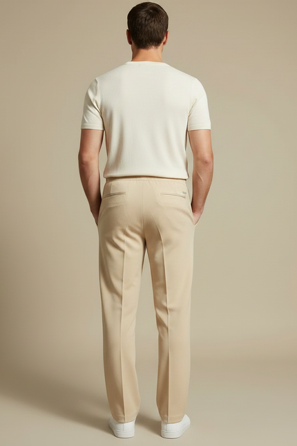 Pantalon Fluide Bande - Beige Viscose - vue 2