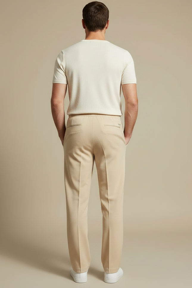 Pantalon Fluide Bande - Beige Viscose - vue 2