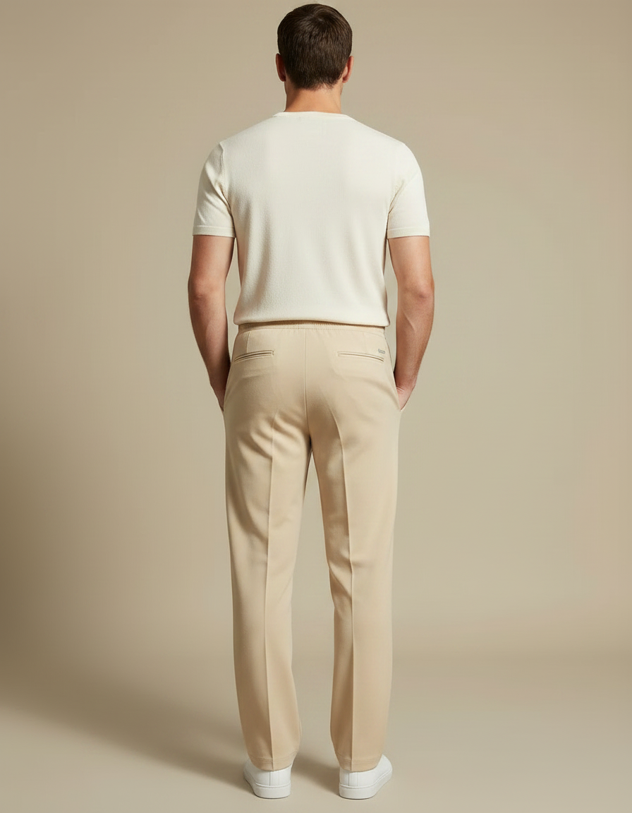 Pantalon Fluide Bande - Beige Viscose - vue 2