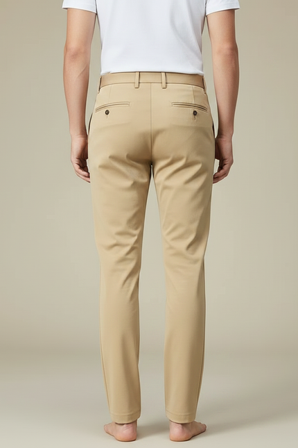 Pantalon Fluide Slim - Beige Polyester - vue 2