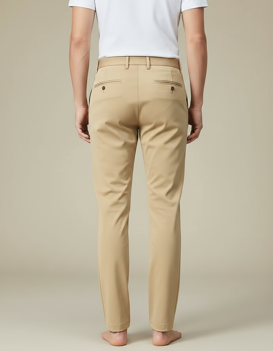 Pantalon Fluide Slim - Beige Polyester - vue 2