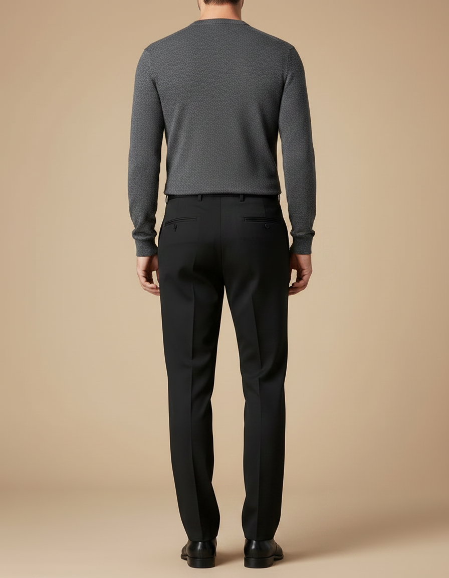 Pantalon Fluide Homme Noir Droit Formel Business - Gabardine - vue 2