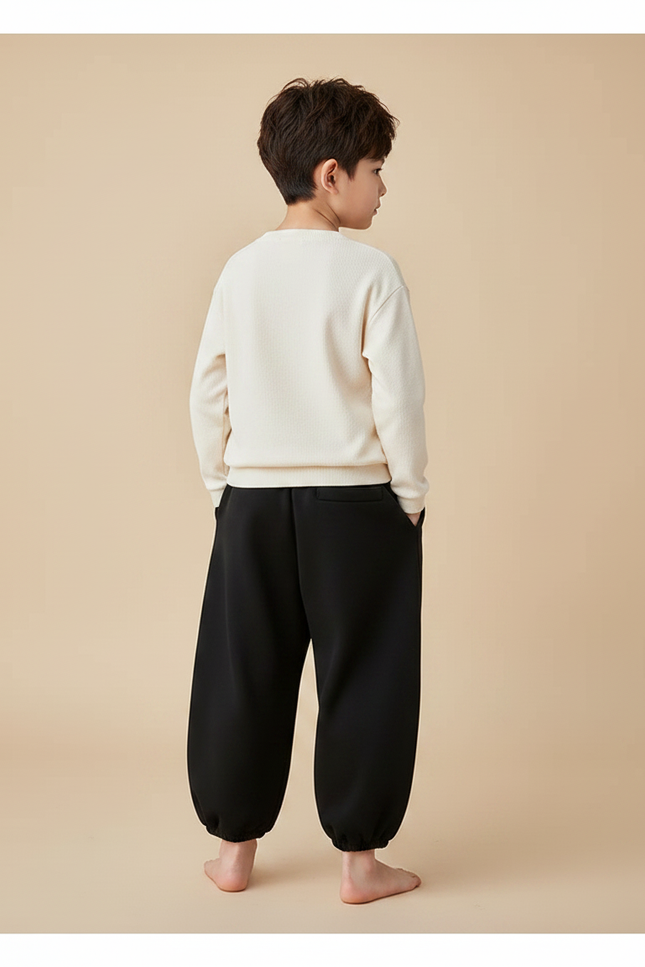 Pantalon Fluide Noir Ample Harem Sport Enfant - Molleton - vue 2