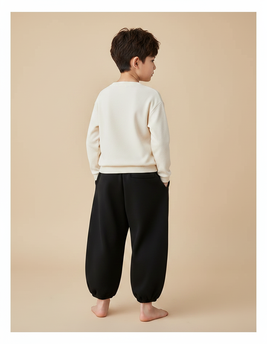 Pantalon Fluide Noir Ample Harem Sport Enfant - Molleton - vue 2
