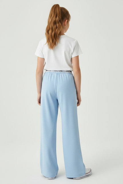 Pantalon Fluide Bleu Ciel Ample Décontracté Confortable - Maille - vue 2