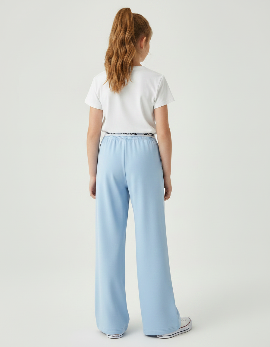 Pantalon Fluide Bleu Ciel Ample Décontracté Confortable - Maille - vue 2