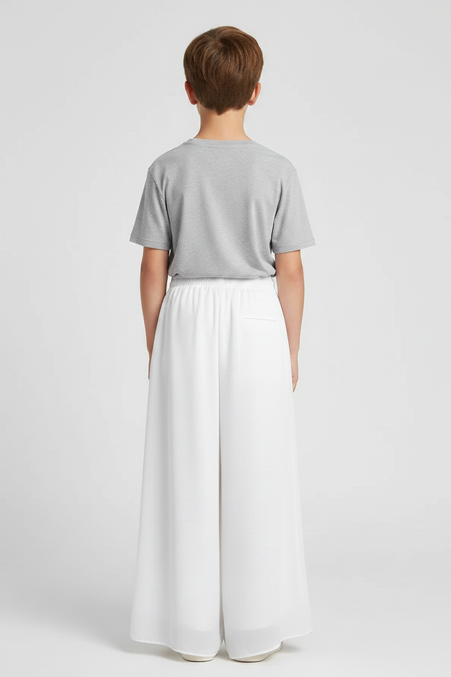 Pantalon Fluide Blanc Ample Élastique Mousseline Enfant - Polyester - vue 2