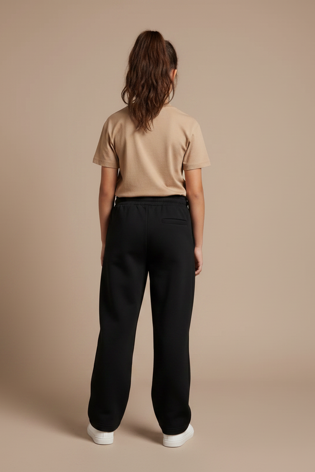 Pantalon Fluide Noir Ample Molleton Cordon Fille - vue 2