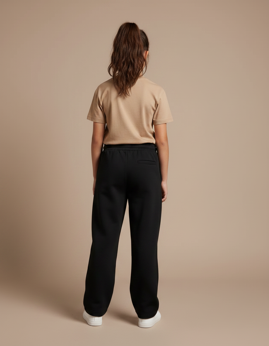 Pantalon Fluide Noir Ample Molleton Cordon Fille - vue 2