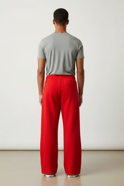 Pantalon Fluide Rouge Ample Rayures Blanches Sport Décontracté - Molleton - vue 2