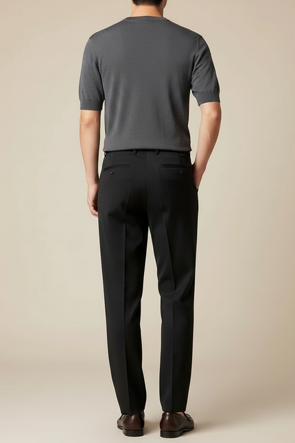 Pantalon Fluide Noir Élégant Droit Business Homme - Polyester - vue 2
