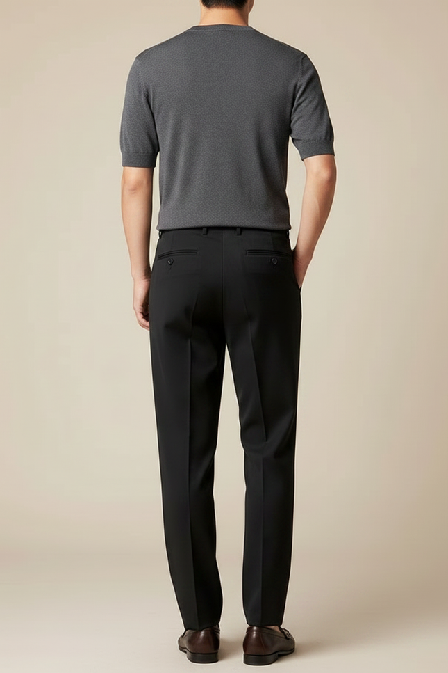 Pantalon Fluide Noir Élégant Droit Business Homme - Polyester - vue 2