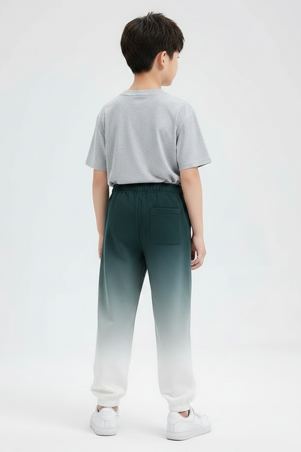 Pantalon Fluide Dégradé Vert Blanc Ample Enfant - Multicolore Molleton - vue 2