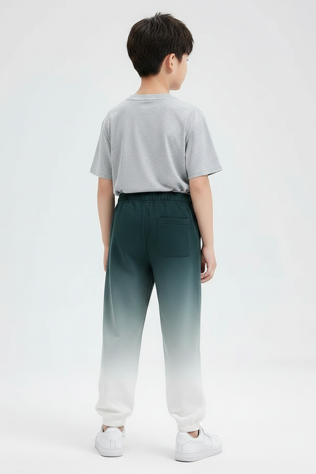 Pantalon Fluide Dégradé Vert Blanc Ample Enfant - Multicolore Molleton - vue 2