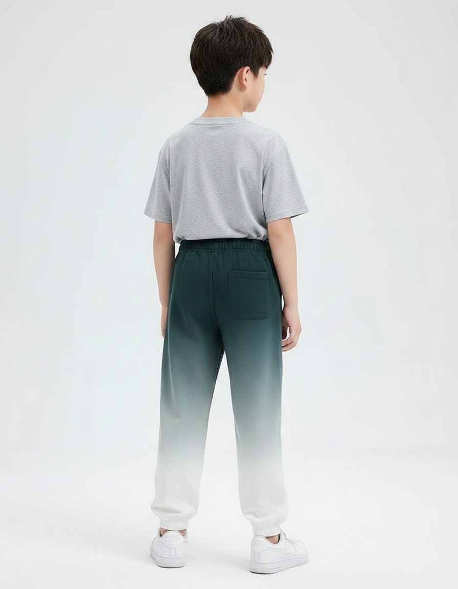 Pantalon Fluide Dégradé Vert Blanc Ample Enfant - Multicolore Molleton - vue 2