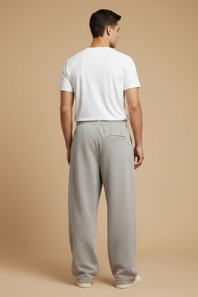 Pantalon Fluide Gris Coton Ample Décontracté Homme - Molleton - vue 2