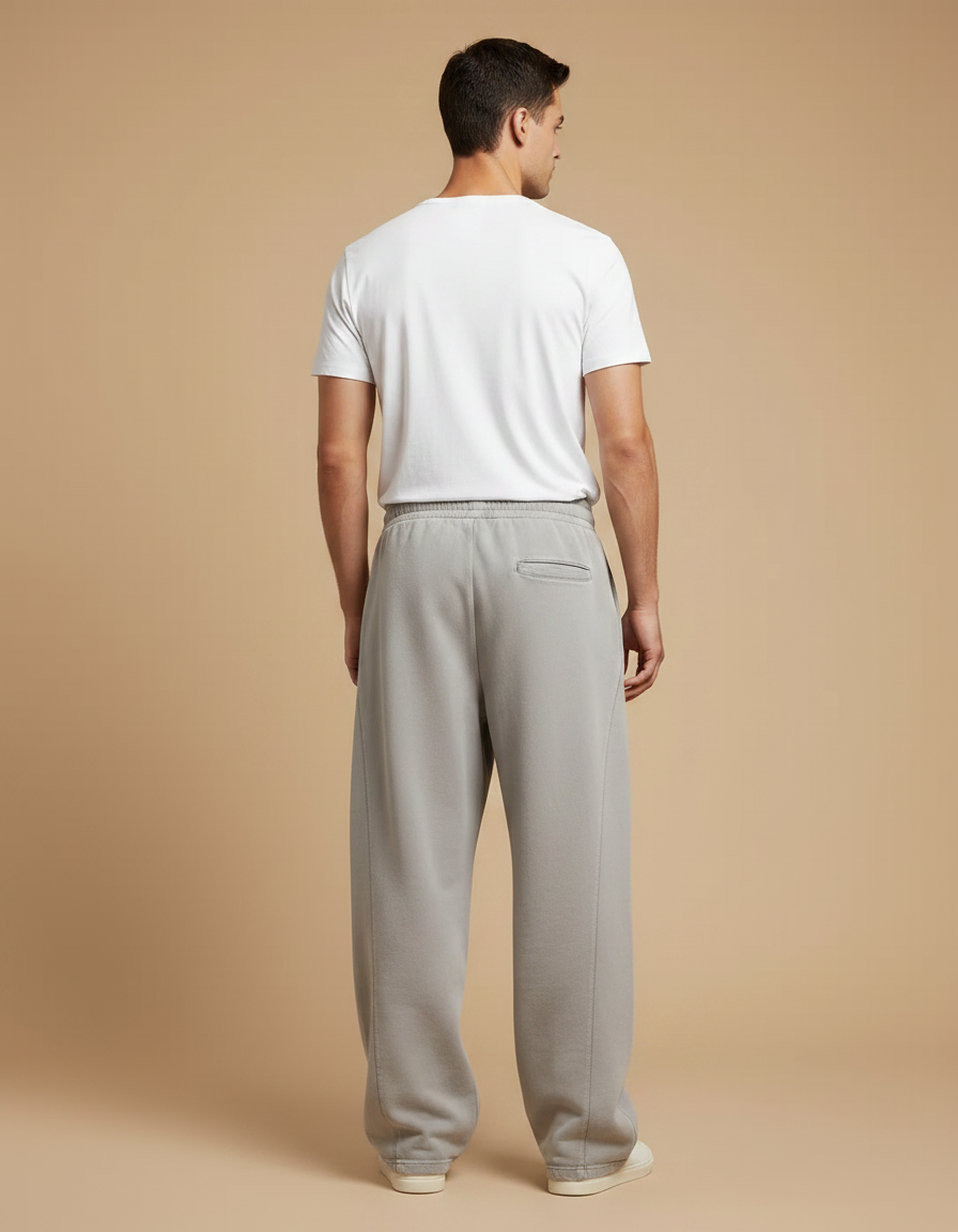 Pantalon Fluide Gris Coton Ample Décontracté Homme - Molleton - vue 2