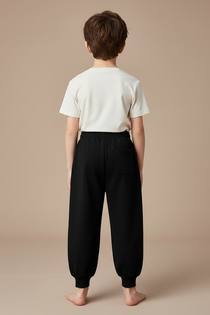 Pantalon Fluide Noir Ample Lettres Imprimées Confortable Enfant - Molleton - vue 2