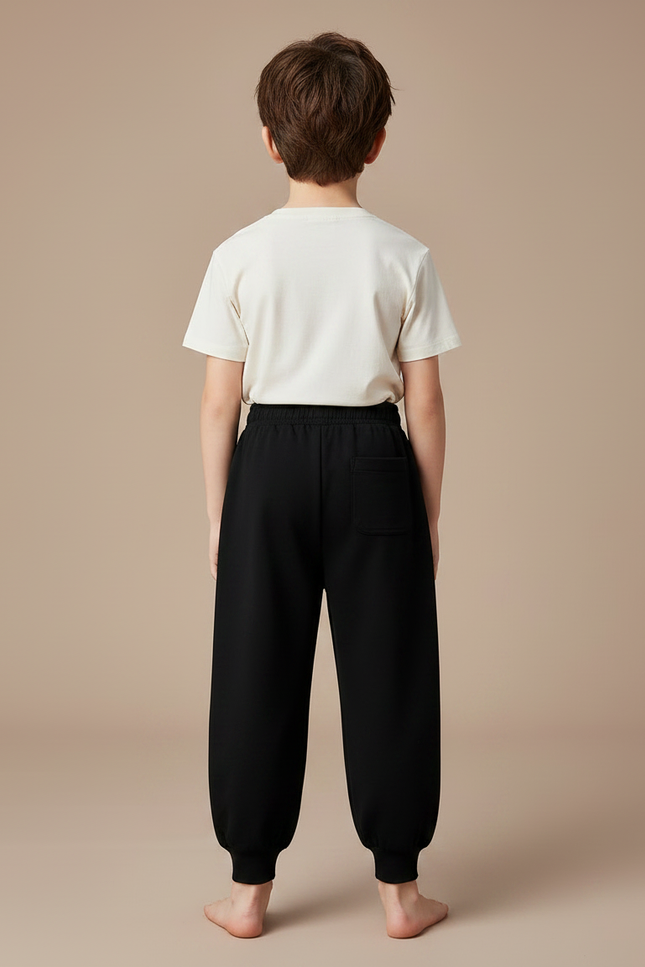 Pantalon Fluide Noir Ample Lettres Imprimées Confortable Enfant - Molleton - vue 2