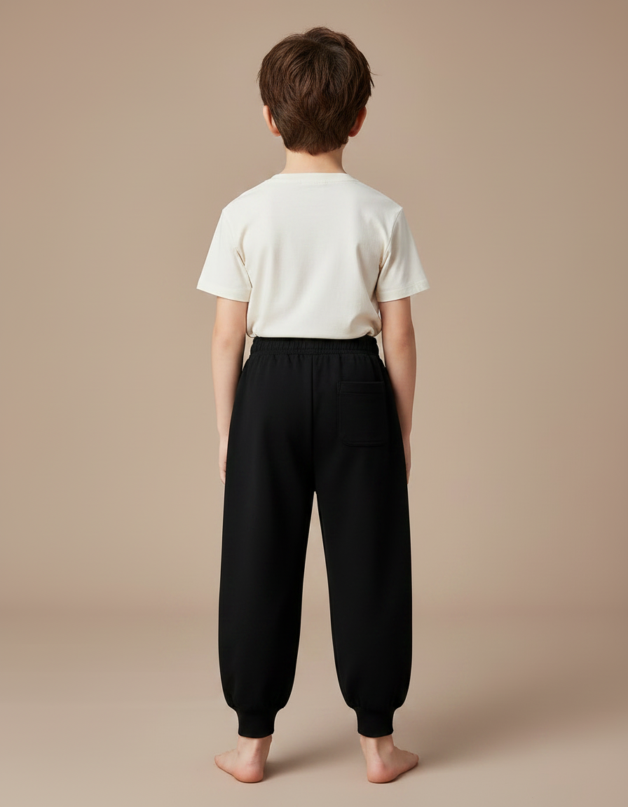 Pantalon Fluide Noir Ample Lettres Imprimées Confortable Enfant - Molleton - vue 2