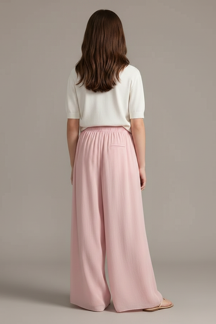 Pantalon Fluide Rose Gaze Plissé Ample Danse - Viscose - vue 2