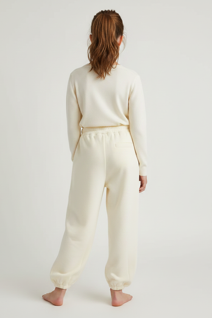 Pantalon Fluide Écru Molleton Ample Confortable Enfant - Beige - vue 2