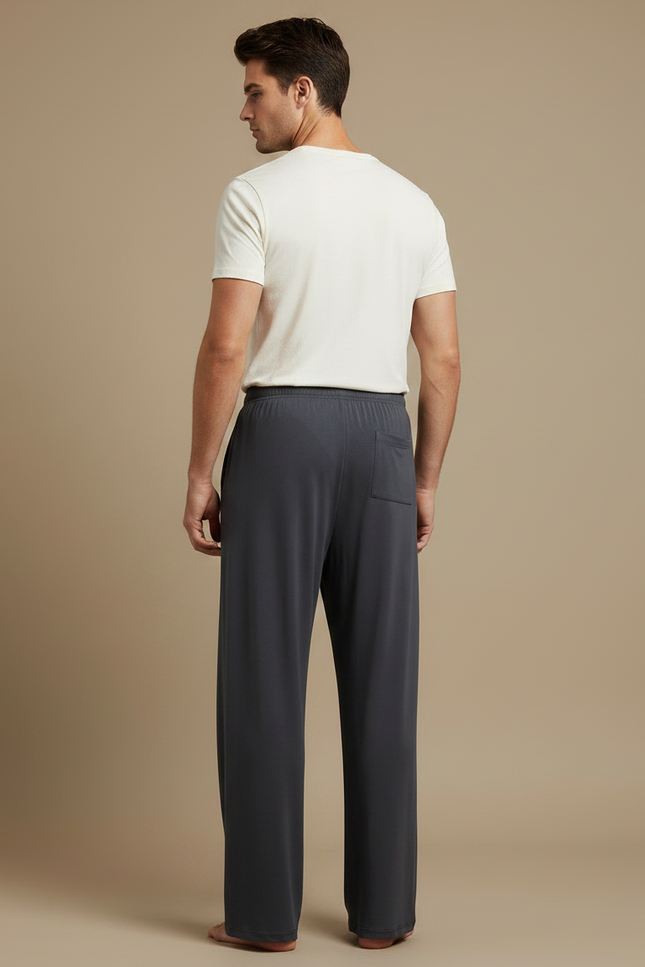 Pantalon Fluide Gris Ample Modal Confortable Décontracté Homme - Viscose - vue 2