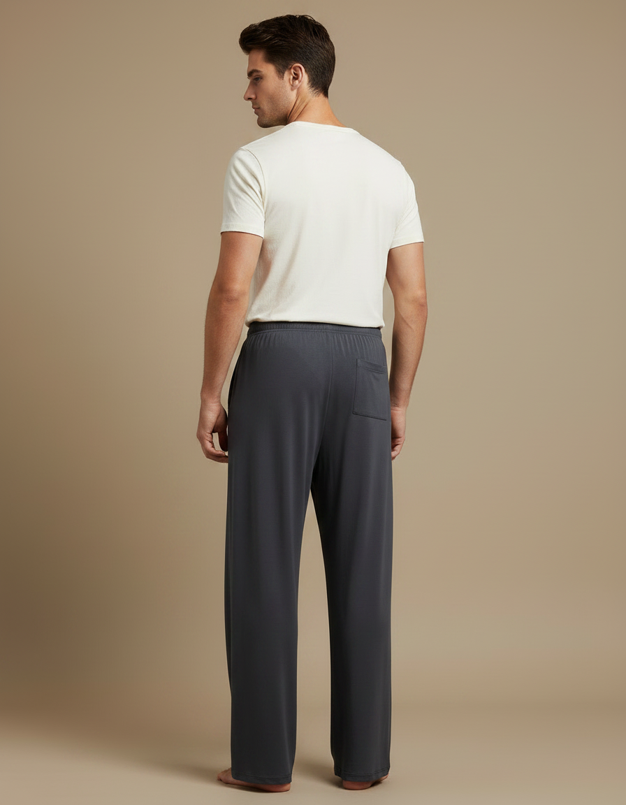 Pantalon Fluide Gris Ample Modal Confortable Décontracté Homme - Viscose - vue 2