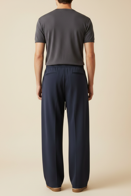 Pantalon Fluide Homme Bleu Marine Palazzo - Polyester - vue 2