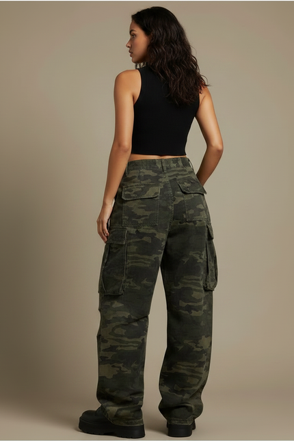 Pantalon Cargo Fluide Femme - Imprimé Toile - vue 2