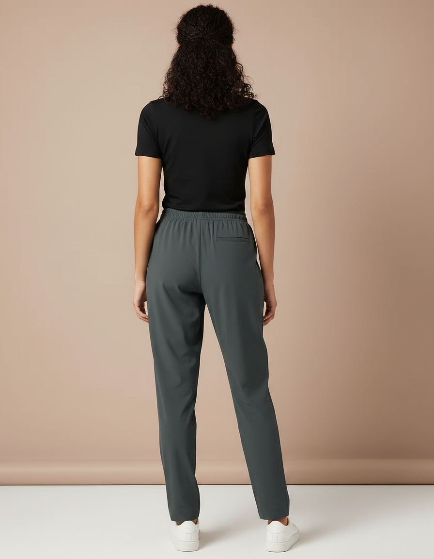 Pantalon Fluide Vert Ample Léger Sportif Femme - Polyester - vue 2